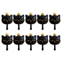 10pcs Mini Cartoon Crown Cat Foil Balloons, Suitable For Birthday Party, Wedding, Bachelor Party Decoration, Children's Birthday Decoration Balloons - View 4