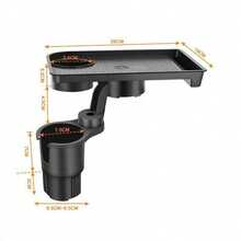 1pc Multi-Function Car Cup Holder Tray, 360° Rotating Car Dining Table, Dual Cup Holder Design, Adjustable Car Food & Snack Tray, Universal Car Interior Accessory - General - View 3