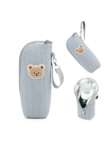 1pc Cartoon Bear Portable Baby Bottle Storage Bag, Outdoor Convenient Style, Can Be Hung On Stroller - Multicolor - View 1