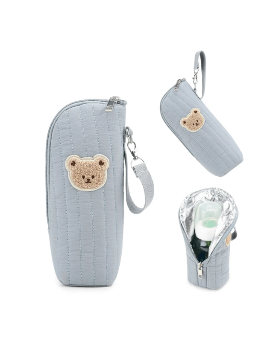 1pc Cartoon Bear Portable Baby Bottle Storage Bag, Outdoor Convenient Style, Can Be Hung On Stroller - Multicolor - View 1