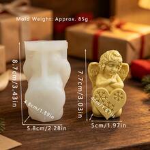 1pc Christmas Male & Female Figure Silicone Mold, Aromatherapy Candle Mold, Suitable For Desktop Plaster Decor - White - View 3