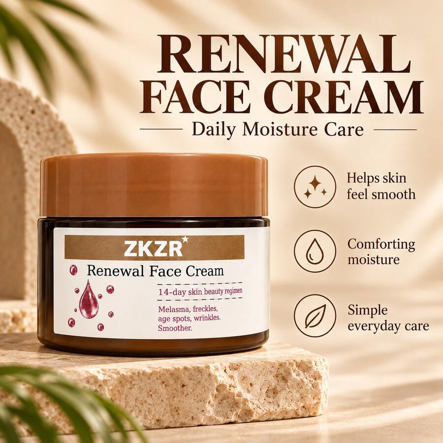 Zkzr Renewal Face Cream, Dark Spot Appearance Care For Dull-Looking Skin, Hydrating Daily Moisturizer For A Smoother, More Even-Looking Glow,Gentle Daily Skin Care, For All Skin Types, Morning Night Home Skincare Routine,Applicable To Both Men And Women - Hyaluronic Acid - View 1