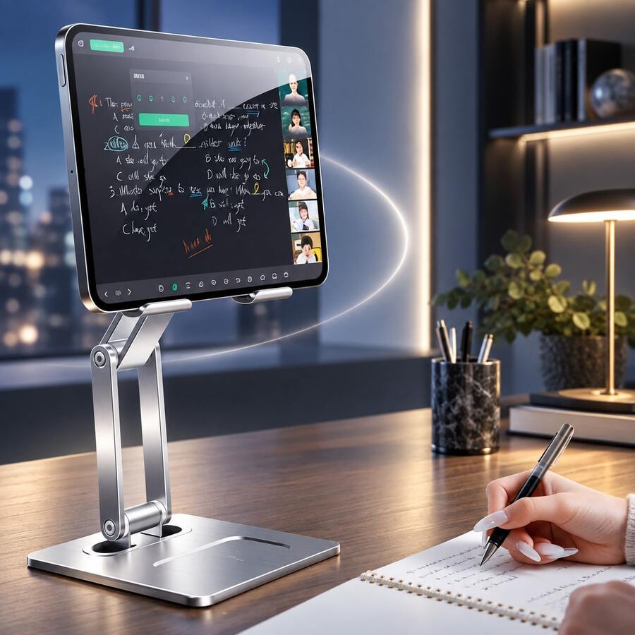 360° Rotating Adjustable Tablet Stand, Foldable Height Adjustable Desktop Phone Holder, Universal Aluminum Stand Compatible With All Phones And Tablets
