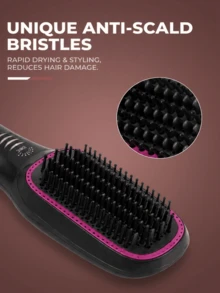 LEVIATECH 4-In-1 Hot Air Styling Brush, One-Step Heating Comb, Professional Straight & Curly Hair Styling Blowout Brush - Hot Pink - View 2