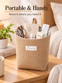 2pcs Multi-Functional Jute Mini Storage Baskets, Foldable With Handle Desktop Organizer, Suitable For Stationery, Cosmetics, Snacks, Toys And Flower Pots, Home Office Bedroom Bathroom Use, Holiday Gift - Multicolor - View 9
