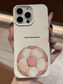 1件白色水彩粉色足球個性化極簡全包覆TPU防摔手機殼，適用於Apple 18 17 16 15 14 13 12 11 Pro Max保護殼，Air系列，兼容三星系列 - 彩色 - 查看 2