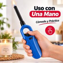 Encendedor Largo para Cocina y Velas, Encendido Fácil con Una Mano, Ideal para Estufa, BBQ, Parrilla y Carbón - Ver 4