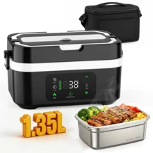 Portable Rechargeable Electric Lunch Box, Insulated Food Warmer With Stainless Steel Inner Liner, Fast Heating, Includes Thermal Bag And Utensils, Suitable For Camping, Car, Work, School, Office, Travel - Multicolor - View 10