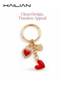 Rhinestone Heart Keychain, Sweet Enamel Heart Bag Charm Pendant, Gold Lobster Clasp Accessory, Fashion Backpack Handbag Decor Gift For Women Girls - Multicolor - View 4