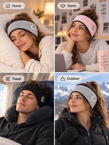 Ear Muffs And Headband; Noise-Reducing Ear Muffs Suitable For Use In Dormitories; Sleep Mask With Integrated Ear Muffs; Made From Soft, Adjustable Polyester; Suitable For Home Use, Travel, And Daily Rest Throughout The Year.Holiday - Multicolor - View 9