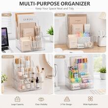 3-Tier Transparent Acrylic Storage Rack/Bookshelf Set, Desktop Stationery Organizer With Pen Holder, Multi-Layer File & Magazine Holder, Space-Saving Desk Bookshelf For Books, Notebooks, Pens And Sticky Notes, Home Office Study Room Desktop Organization - View 4