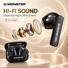 MONSTER MQT50 TWS Wireless Earbuds, Bluetooth 5.4 In-Ear Gaming Headphones, ANC Active Noise Cancellation, IPX4 Sweatproof, HiFi Stereo Deep Bass, Built-In Microphone, Touch Control, 18-Hour Battery Life, Compatible With IOS And Android, Suitable For Fitness, Music And Calls - View 3