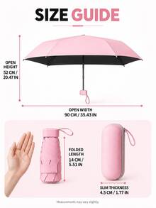 1pc Portable Sun Protection Umbrella, Multiple Styles To Match, Comes With Portable Storage Bag, Women's Umbrella, Travel Essential, Beach Essential, Beach Sun Umbrella, Mini Size, Suitable For School, Office, Outdoor, Lightweight Mini Folding Umbrella, Women's Style, Easy To Store In Handbag, Backpack Or Car, Suitable For Sunny And Rainy Weather, Daily Commute And Travel, Halloween, Thanksgiving, Christmas And New Year - A - View 2