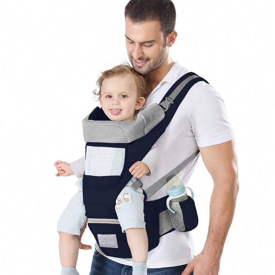 6-In-1 Baby Carrier With Hip Seat, Adjustable Breathable Front And Back Carrier For Newborns, Infants And Toddlers, All-Season Use - Navy Blue - View 1