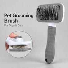 1pc One-Click Pet Hair Removal Comb - Dog And Cat Specific Deshedding Brush - Silicone Massage Brush With Ergonomic Handle, Suitable For All Seasons - Multicolor - View 9