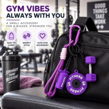 1 Set Personalized Fitness Barbell Dumbbell Keychain, Handmade Woven Gym Keychain Set Including Rope, Barbell, Dumbbell, Water Bottle, Keyring, Unisex - View 13