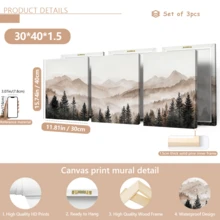 3 pcs/Set Poster Seni Dinding Modern, Cetakan Kanvas, Seni Triptych Pegunungan Hutan Abstrak, Cetakan Pemandangan Berkabut Minimalis, Alam Netral, Karya Seni Skandinavia, Berbingkai atau Tanpa Bingkai, Dekorasi Rumah, Dekorasi Ruangan, - A - View 17