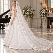 1pc Elegant Vintage Lace Bridal Veil With Metal Comb, Perfect For Vienna Cathedral & Church Weddings - Multicolor - - View 5