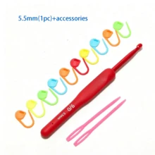 EDCUEBE7 1/3/5/9PCS Set Kait Rajut Pegangan Lembut, Set Kait Rajut Ergonomis 2-6mm, Kait Rajut Aluminium Sentuhan Lembut Merah, Cocok Untuk Pemula/Profesional, Perlengkapan Merajut dan Merenda yang Indah (Warna Aksesori Acak) - Jarum rajut berwarna merah terang - View 20