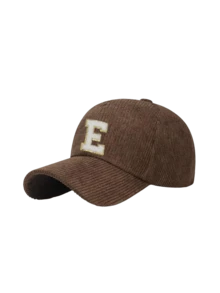 1 Pc A-Z Letter Embroidery Corduroy Dad Hat, Soft Vertical Rib Curved Brim Adjustable Casual Baseball Cap - Brown - View 9