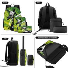 Football Player 2D Print 3 Pieces Backpack Set, Large Capacity Backpack With Crossbody Bag And Pencil Case, Side Elastic Mesh Pocket For Water Bottle, Wide Breathable Adjustable Shoulder Straps, Retro Sports Style Fan Daily Commute Travel Casual Storage Bag - Printed Bag - View 9