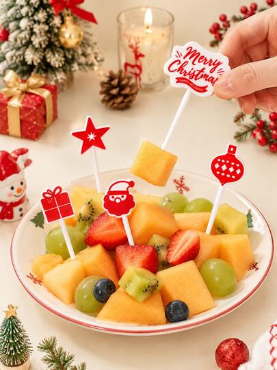 8pcs Christmas Fruit Forks, Santa Claus And Snowman Design, Cute Fruit Forks Suitable For Snacks, Cakes, Christmas Table Decoration, Christmas Snack Fruit Forks, Christmas Party Fruit Forks, Cute Christmas Fruit Forks