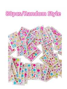 100/80/70/60/50/40/30/20/10/5/1pc Random Style, 3D Acrylic Gem Stickers, Self-Adhesive Shiny Rhinestone Decals, Halloween, Christmas, Valentine's Day Gift Music Festival Face Decoration DIY Handmade Sticker Phone Case Guitar Helmet Luggage Tablet Hair Clip Desktop Party Decor Gem Sticker. - Multicolor - View 13