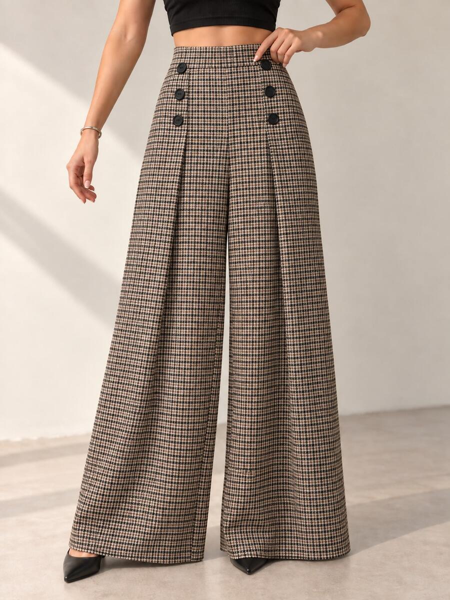 Women Pants - Black and Brown - View 1