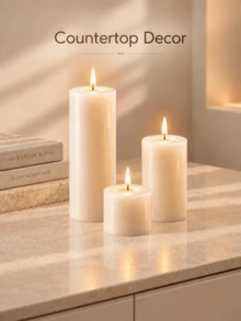 Set Lilin Pilar Putih Gading, Berbagai Ukuran, Set Kombinasi, Lilin Silinder Diameter 5cm, Lilin Tanpa Aroma, Tanpa Asap Hitam, Dekorasi Pernikahan, Dekorasi Meja Rumah - Lilin dekoratif kolom - View 8