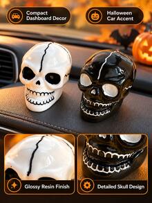 1 buah Figur Mini Resin Bentuk Tengkorak Hitam Putih 3D, Dekorasi Atmosfer, Cocok untuk Aksesori DIY Lanskap Mikro Meja Halloween - Ornamen mobil - View 9
