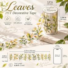 2m/Roll Wind Fallen Leaves Series PET Tape, Plant Leaf Pattern Waterproof Decorative Sticker, INS Style Tree Leaf Theme DIY Decoration Tape - Multicolor - View 8