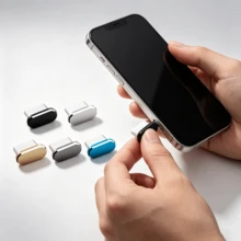سدادة غبار معدنية متوافقة مع آيفون 17 إير 16 15 بلس 16 برو ماكس منفذ شحن USB Type C سدادات حماية الهاتف من النوع C - متعدد الألوان - مشاهدة 3