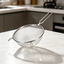 18 Cm Round Stainless Steel Sieve, Fine Mesh Kitchen Metal Strainer For Baking And Cooking - Silver - View 1
