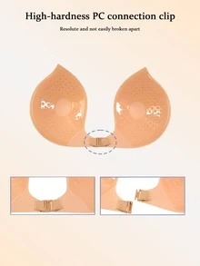 1pc/2pcs Women's Back Adhesive Deep V Bra, Black And Khaki, Front Buckle Design, Fox Tail Shaped Invisible Cups, Comfortable And Invisible, Suitable For Evening Gowns, Christmas Parties And Autumn Outfits. - Multi-color - View 2