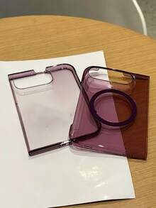 奢華透明半透明磁吸無線充電手機殼，適用於 iPhone 18 Duo Fold，防震折疊手機保護殼，附磁吸環與相機保護 - 梅子色 - 查看 2