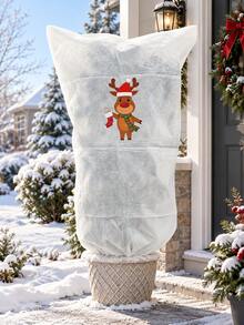 Christmas Plant Frost Protection Cover, Reusable Non-Woven Plant Winter Jacket Bag With Drawstring, Reindeer Tree Snowman Santa Pattern Plant Protecting Bag For Outdoor Garden Pots, 4 Styles Available - Multiple Styles - View 10