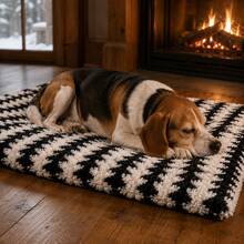 Plush Pet Mat Winter Warm Soft Dog Bed, Comfortable Houndstooth Pattern Dog Crate Pad, Suitable For Large, Medium, Small Dogs And Cats Indoor Use, Dog Bed, Cat Bed, Pet Mat - Multicolor - View 7