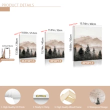 3 pcs/Set Poster Seni Dinding Modern, Cetakan Kanvas, Seni Triptych Pegunungan Hutan Abstrak, Cetakan Pemandangan Berkabut Minimalis, Alam Netral, Karya Seni Skandinavia, Berbingkai atau Tanpa Bingkai, Dekorasi Rumah, Dekorasi Ruangan, - A - View 9