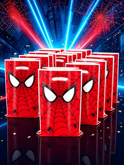 10pcs Cartoon Hero Plastic Party Gift Bag, Punched Handheld Companion Gift Bag, Birthday Party Gift Bag, Theme Birthday Party Candy Gift Storage Item, As A Birthday Gift, Easter, Christmas Holiday Party Gift.