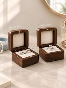 Custom Wooden Wedding Engagement Ring Box, Personalized Engraved Wooden Ring Storage Box, Square Ring Storage Box, Anniversary Gift, Women's Ring Box, Quiet Luxury Style - Multicolor - View 11