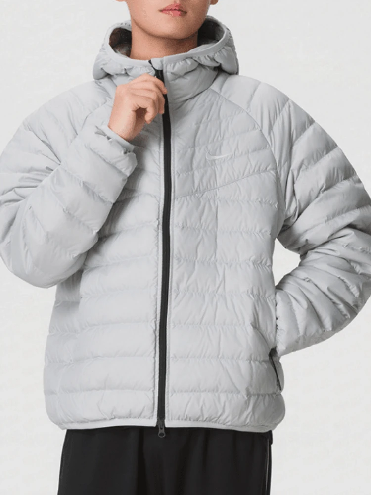 Nike Outdoor Commuter Duck Down Warm Sports Zippered Long Sleeve Puffer Jacket Men's Grey - Light Grey - View 1