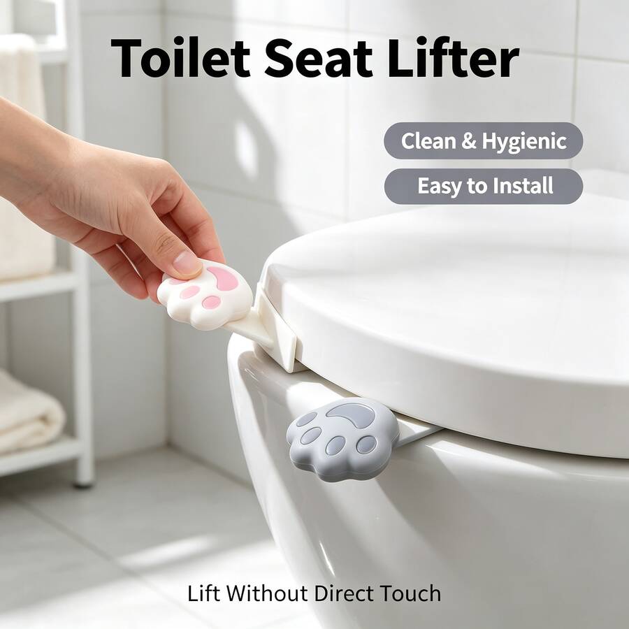 2 buah Pengangkat Dudukan Toilet Bentuk Cakar Kucing Lucu, Pegangan Tutup Toilet Tanpa Sentuh, Aksesori Kamar Mandi Tanpa Sentuh - Beraneka warna - View 1