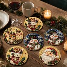 Christmas Bestseller DIY Pearl & Colorful Rhinestone Diamond Painting Coaster Set, Suitable For Beginners, Perfect For Home And Holiday Decor, DIY Craft Kit, Ideal Christmas Gift For Friends And Family - Rhinestone Coaster/QY215 - View 3