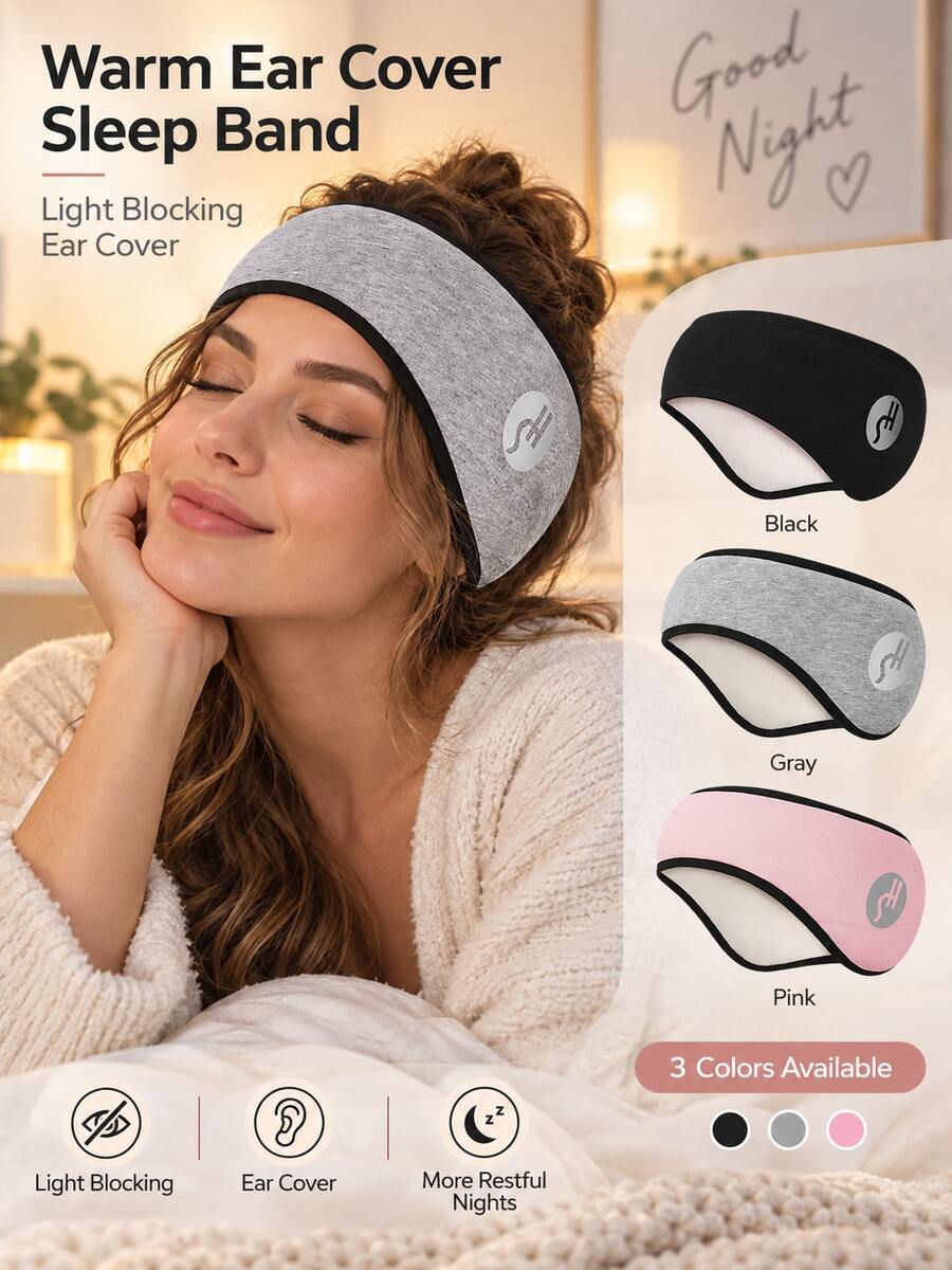 Ear Muffs And Headband; Noise-Reducing Ear Muffs Suitable For Use In Dormitories; Sleep Mask With Integrated Ear Muffs; Made From Soft, Adjustable Polyester; Suitable For Home Use, Travel, And Daily Rest Throughout The Year.Holiday