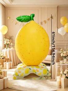 1pc Extra Large Standing Lemon Shaped Cartoon Foil Balloon, Suitable For Birthday Fruit Party Decoration - View 5