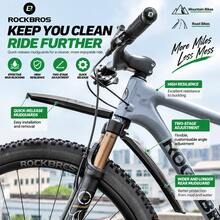 ROCKBROS A Pair Bicycle Mudguard Set Front Fender+Rear Fender Mudguard Angle Is Flexibly Adjustable Mountain Road City Bikes Waterproof Splash Guard Bicycle Accessories Solid And Not Fall Off - Multicolor - View 2