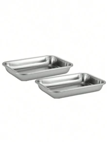 1/2pcs Stainless Steel Tray, Suitable For Laboratory Instrument Consumables, Tattoo Tools (Silver) - Multicolor - View 10