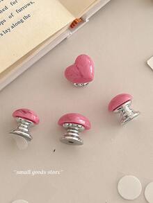 Cute Heart-Shaped Toilet Tank Flush Button, Long Nail Assist Tool, Universal Bathroom Toilet Flush Presser, Suitable For Bathroom, Kitchen, Bedroom Cabinets - A - View 1