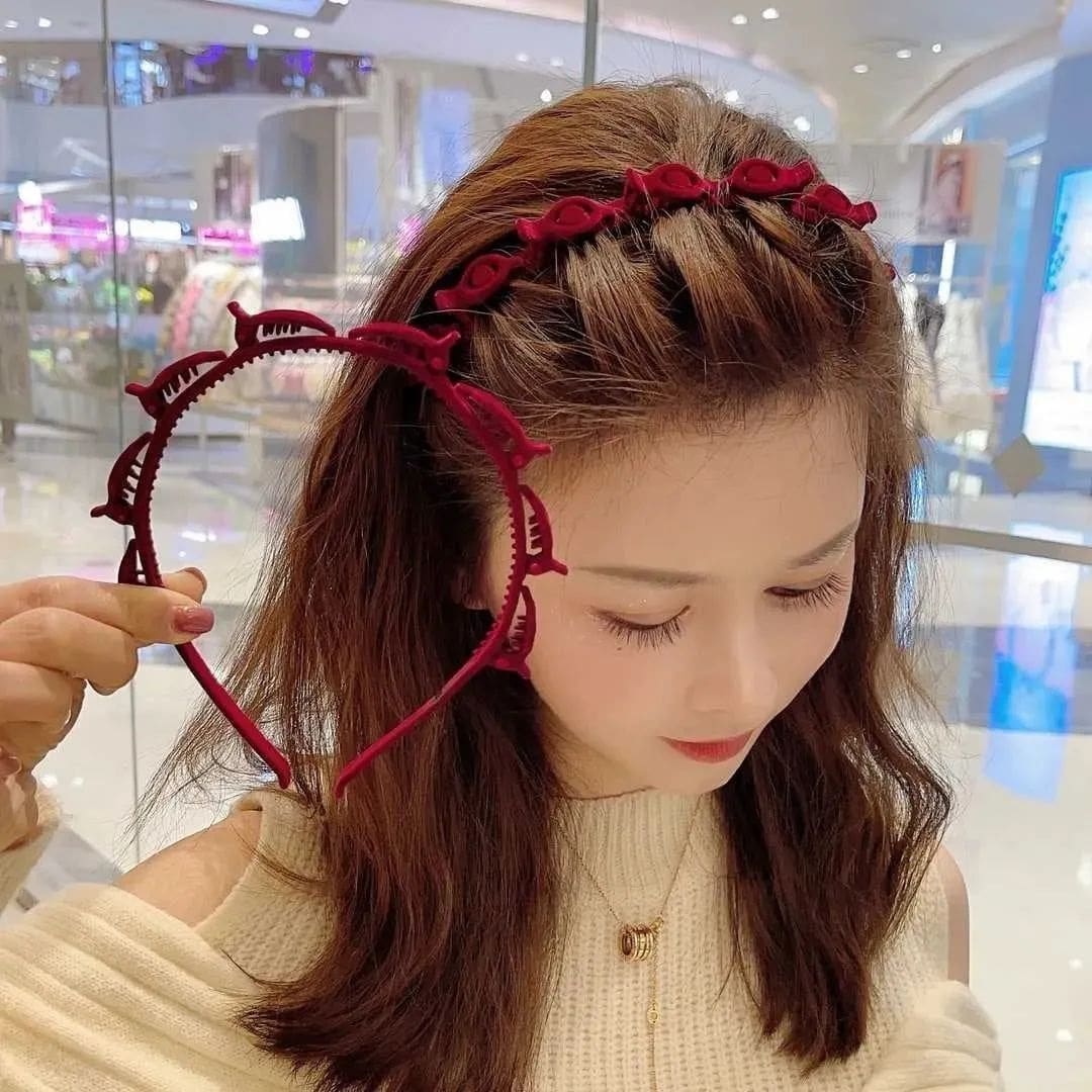 3/2/1pc Set Flocked Woven Hair Clips, 3 Colors, Perfect For Styling Side Bangs And Flyaways, Hair Clip And Headband Combination, Headband, Hair Hoop - Multicolor - View 1