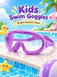 Children's Swimming Goggles With Large Transparent Lenses, Soft Adjustable Strap Design, Summer Pool Swimming And Water Play Training Equipment - Purple - View 2